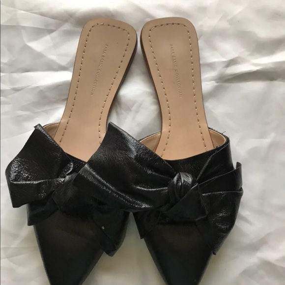 Zara Black Mule with Ribbon - Picture 3 of 6
